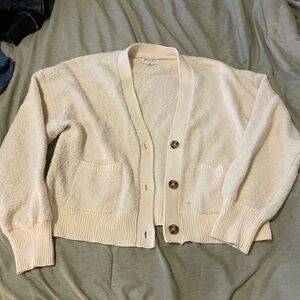 Marled Cream Button-Up Cardigan
